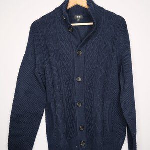 Uniqlo Cardigan Cable Knit Mock Neck Sweater